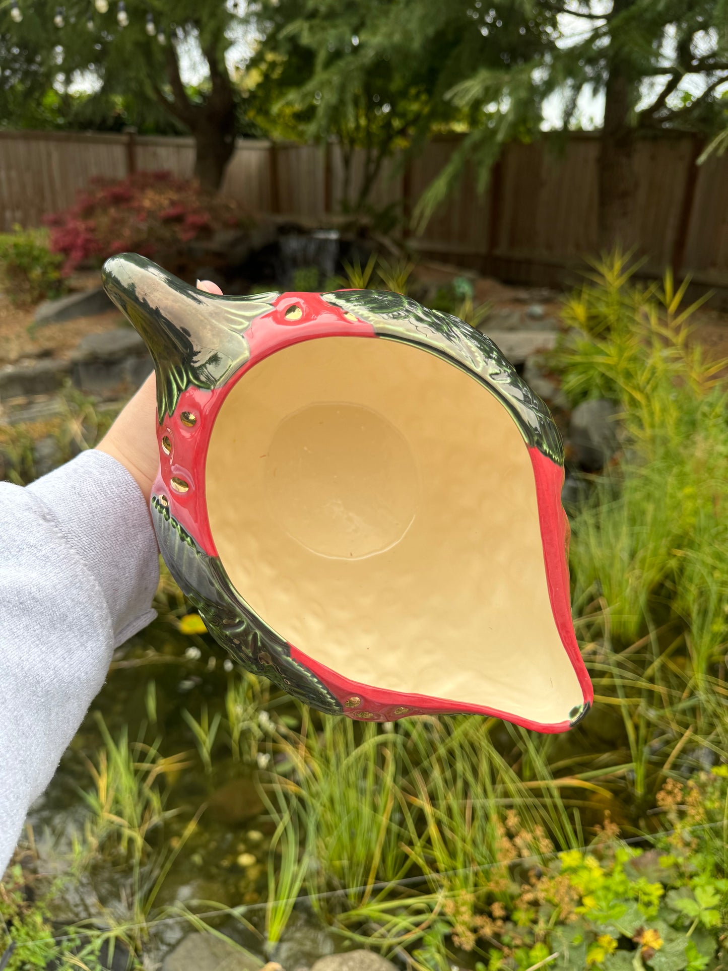 Strawberry Pitcher with Gold Seeds