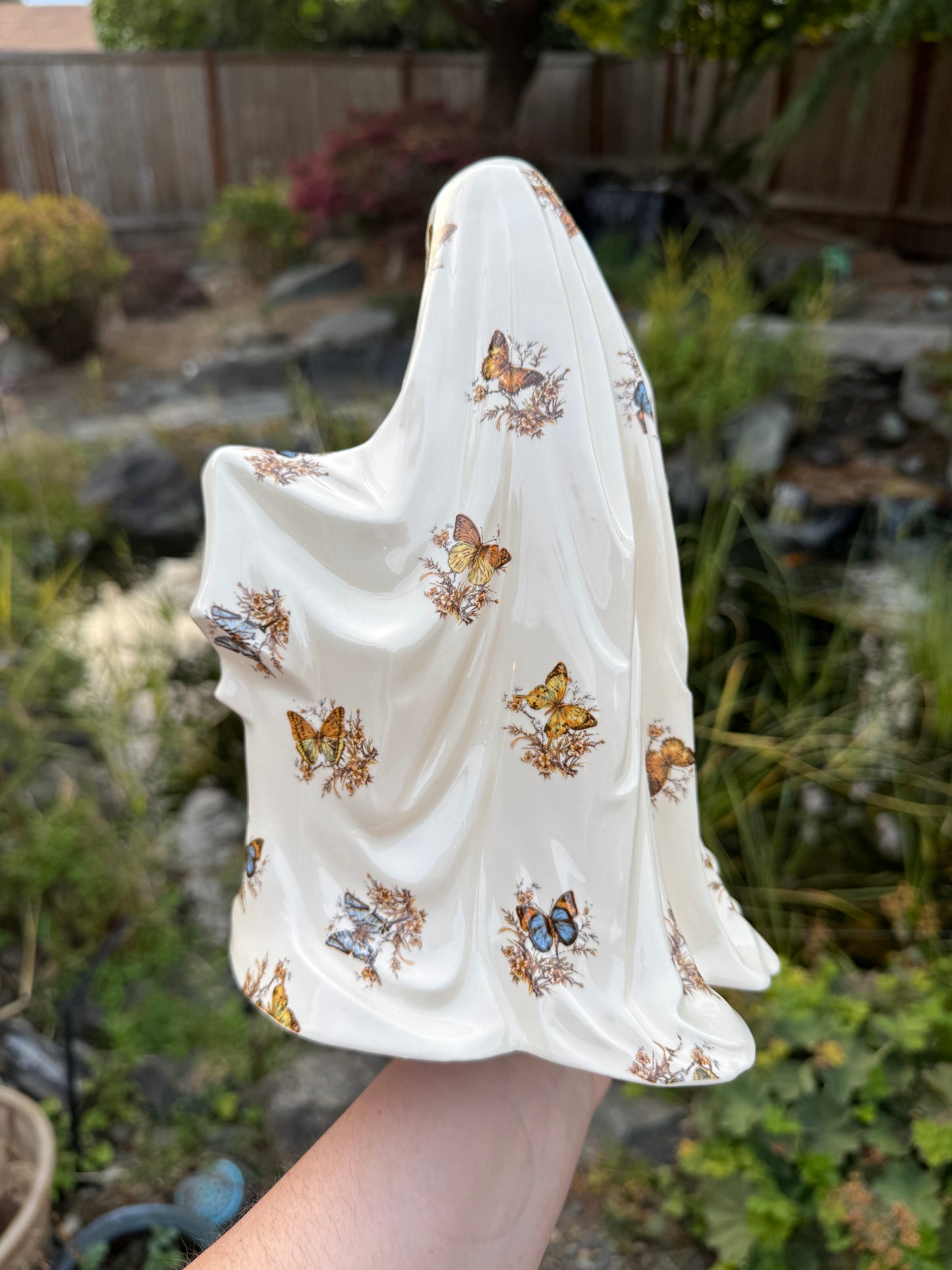 Vintage Butterfly Ghost with Orange Pumpkin