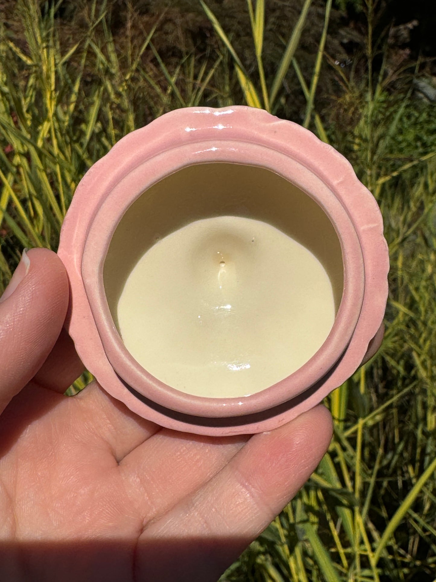 Small Pink Mother of Pearl Pumpkin Jar