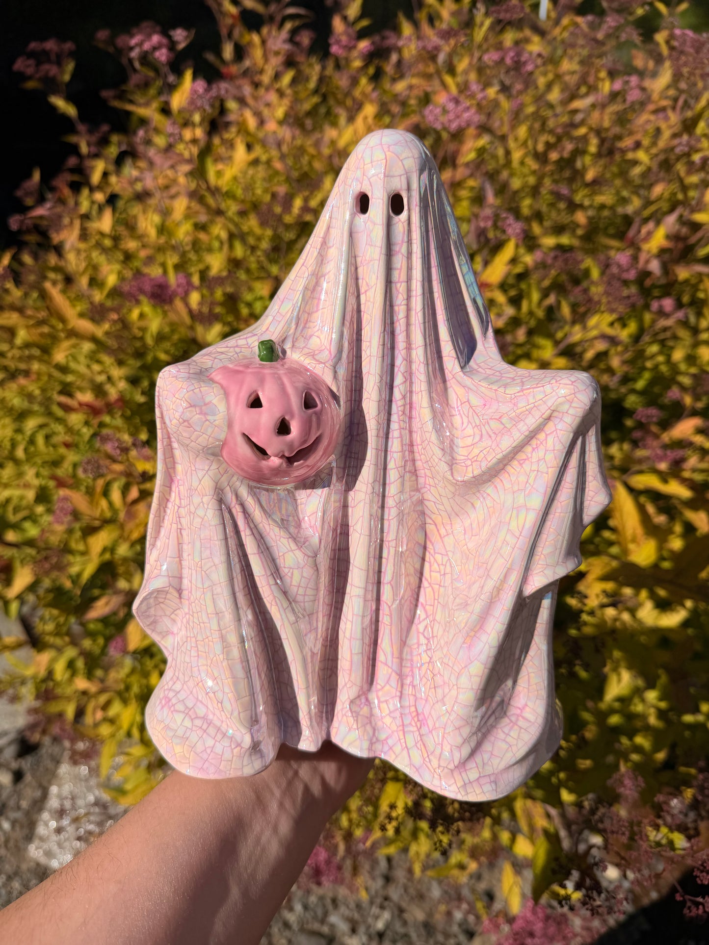 Pink Iridescent Crackle Sheet Ghost