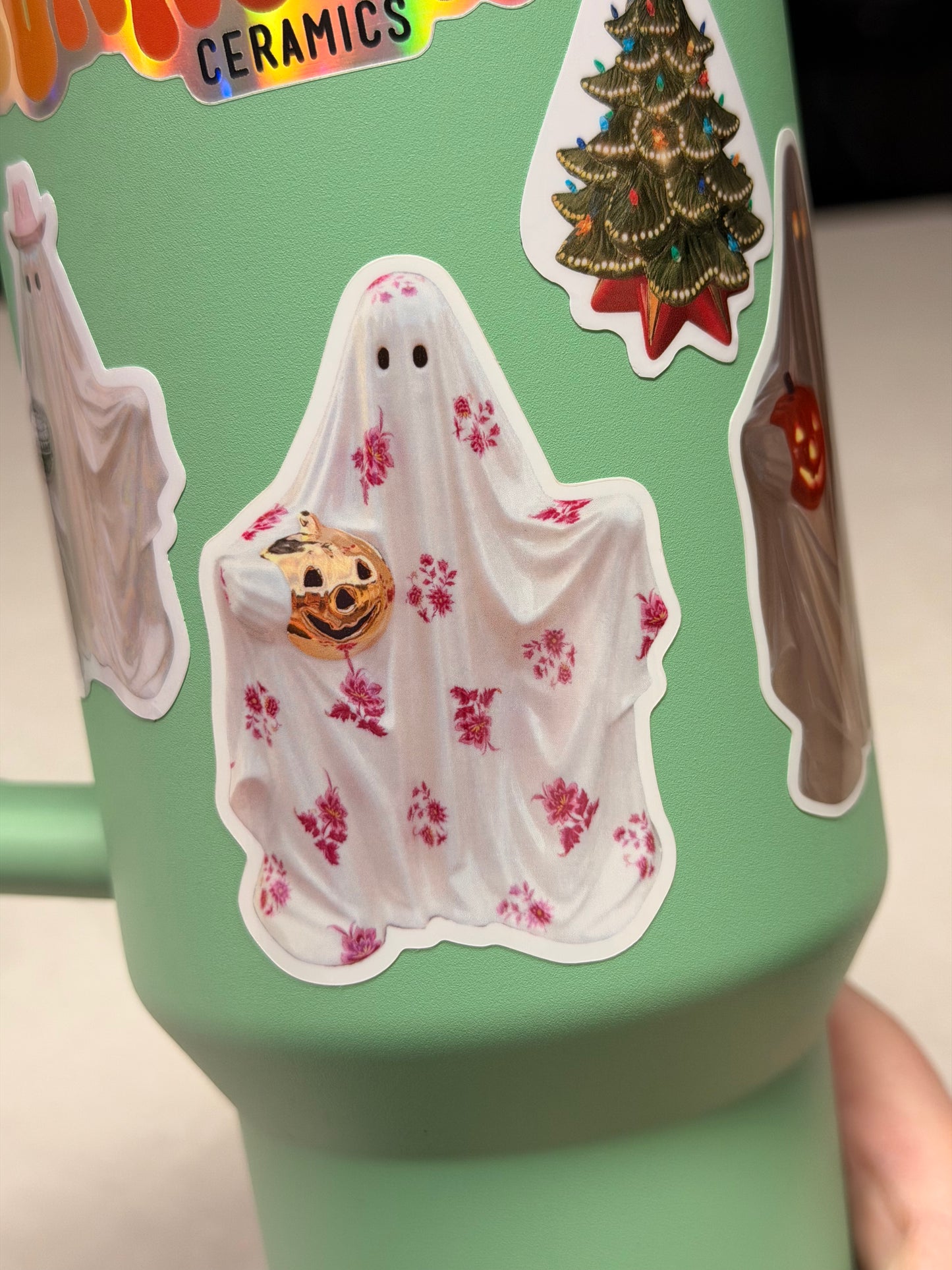 Floral Ghost Sticker - Free Shipping