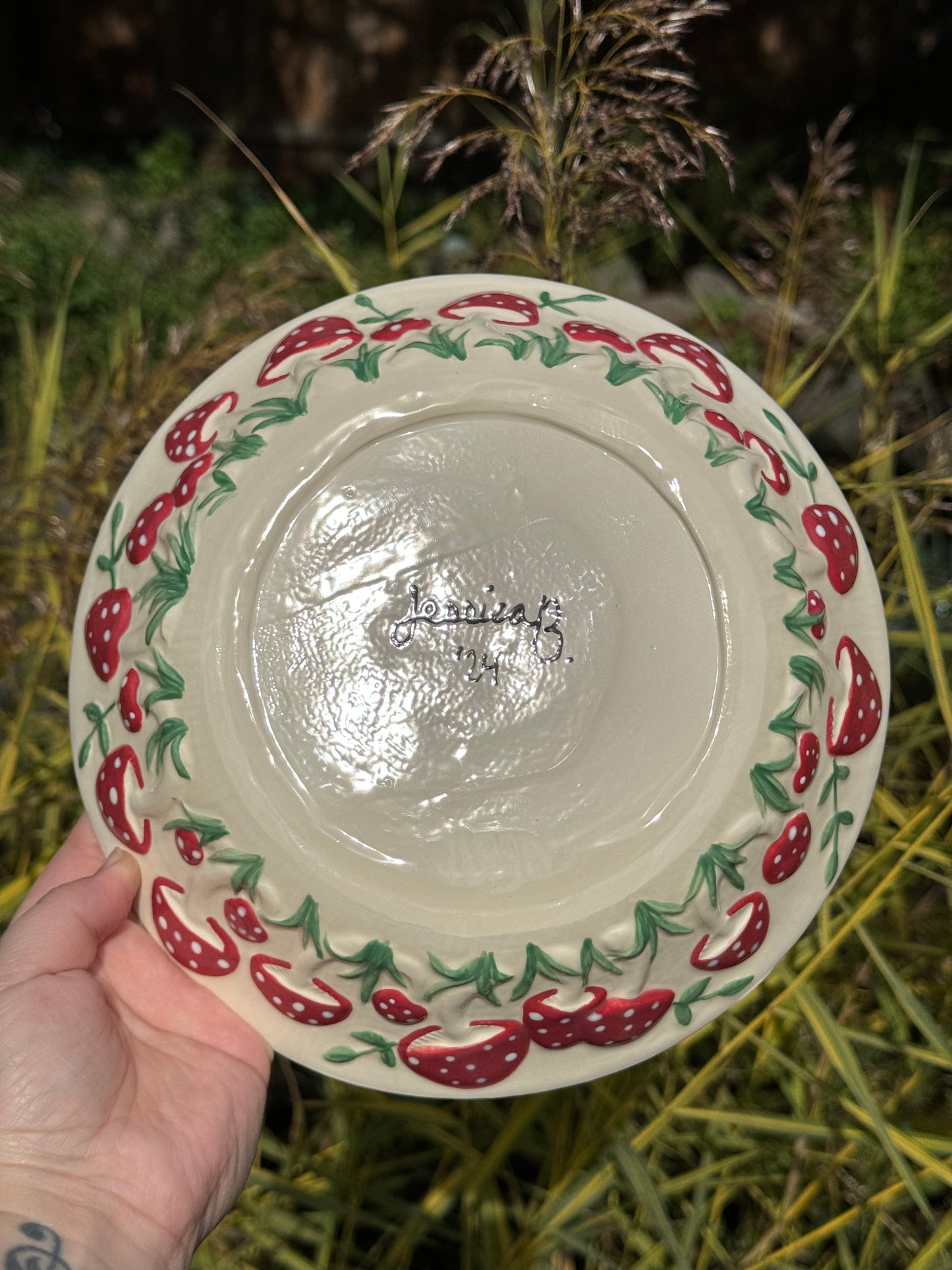 Large Red Arnel's Mushroom Bowl