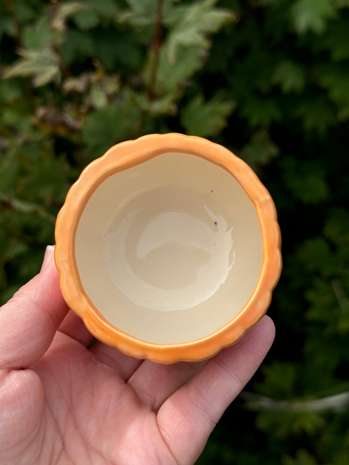 Small Orange Mother of Pearl Pumpkin Jar