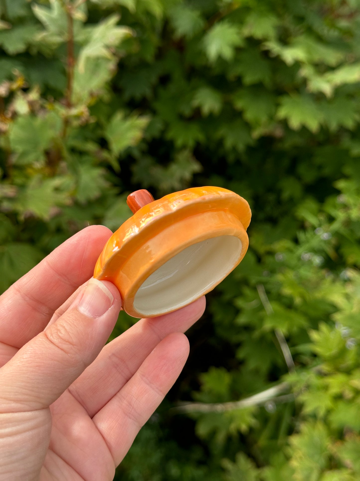 Small Orange Mother of Pearl Pumpkin Jar