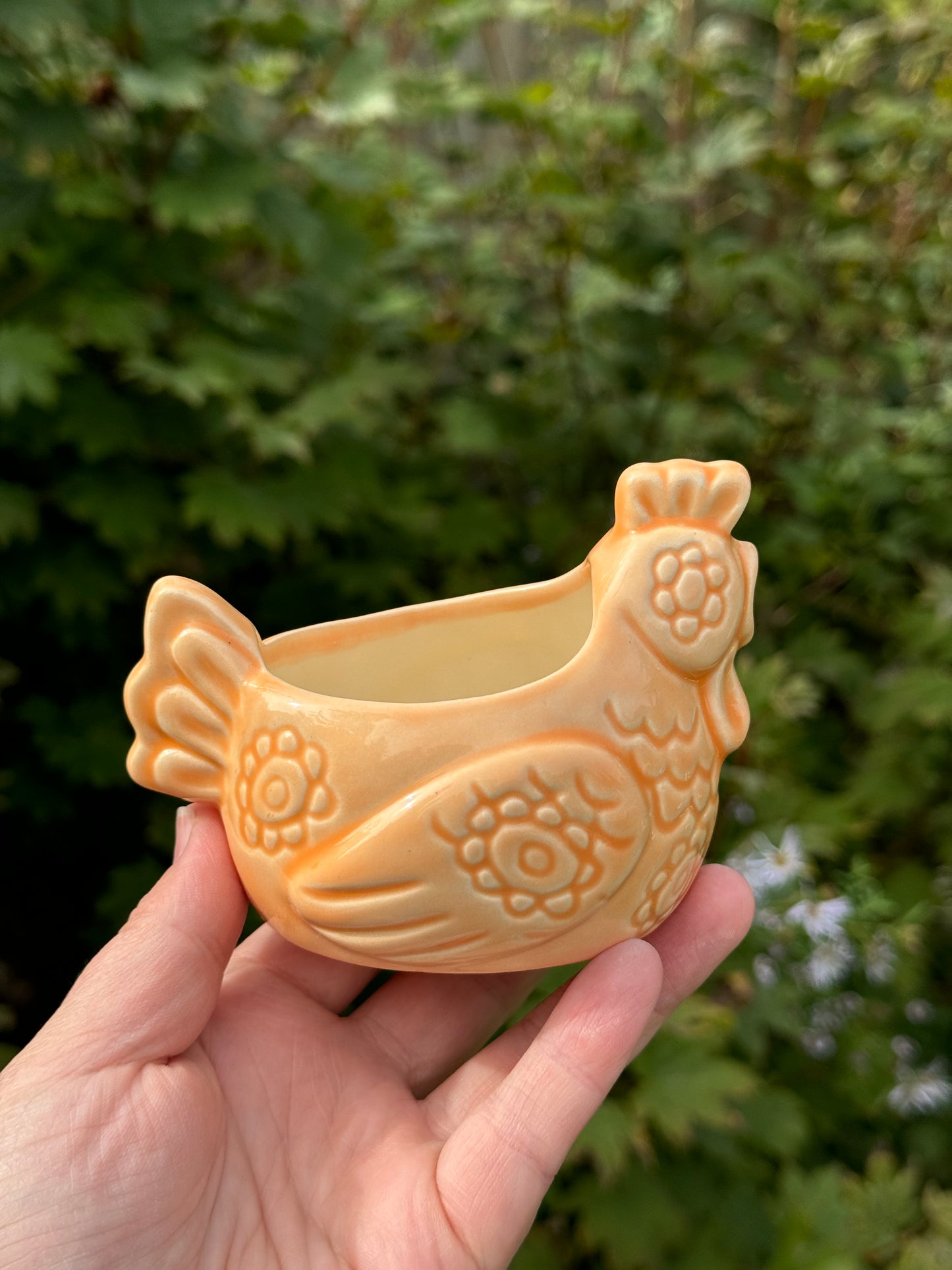 Flower Power Light Orange Chicken Planter