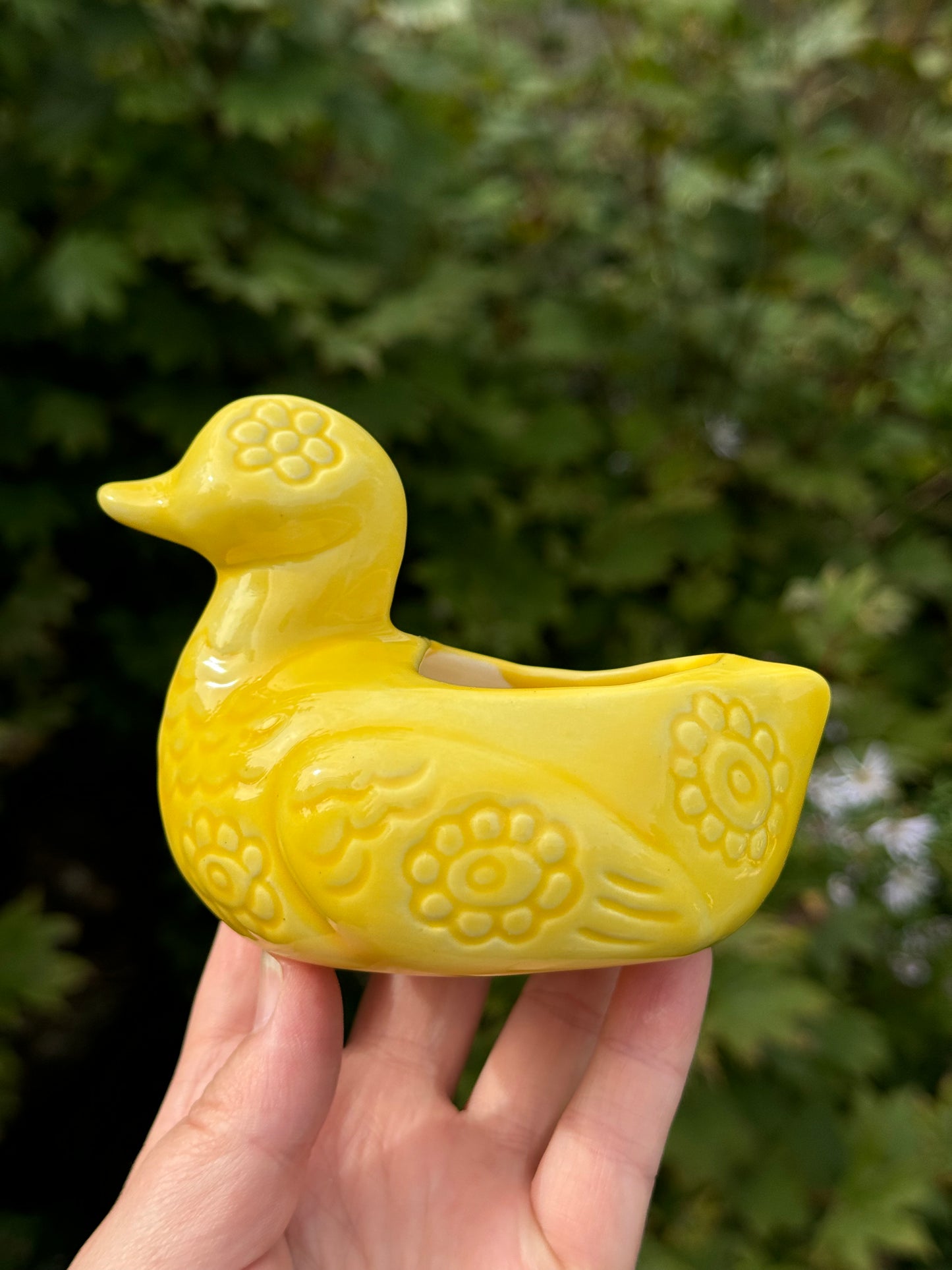 Flower Power Yellow Duck Planter