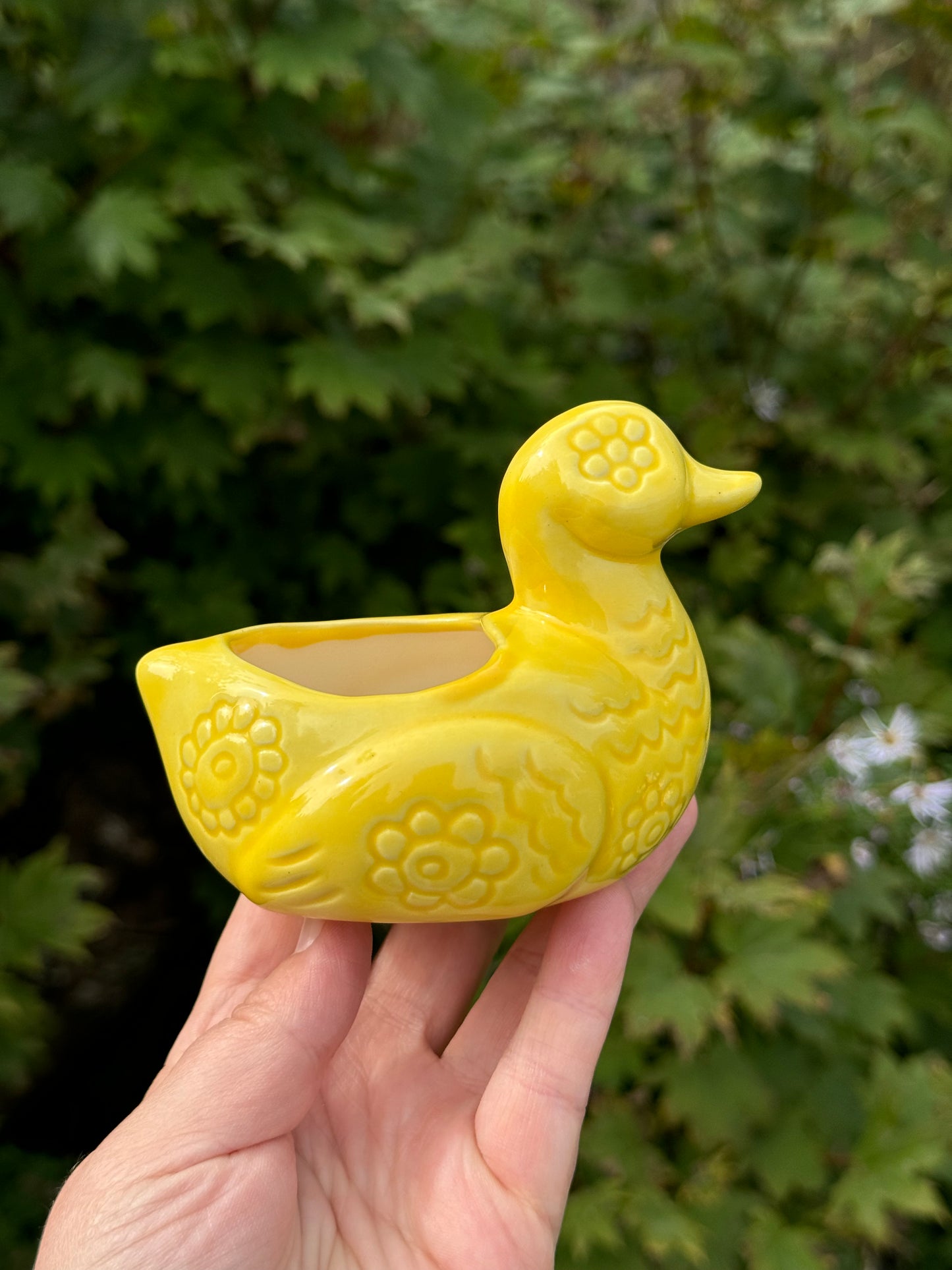 Flower Power Yellow Duck Planter